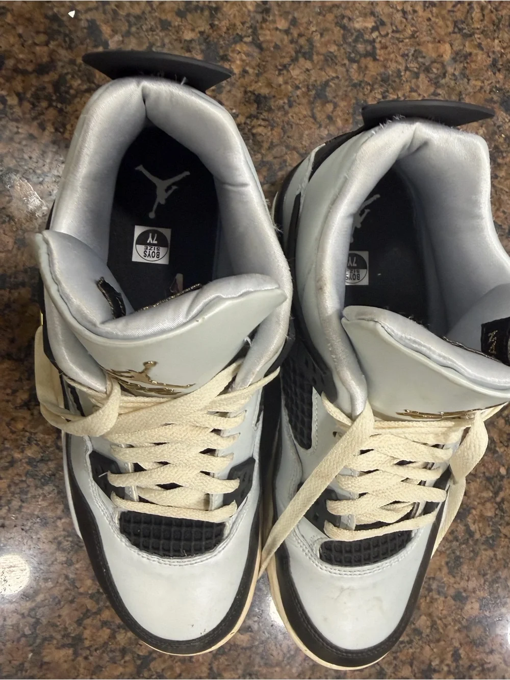 Jordan High-Top Sneakers in White, Black, Cream
